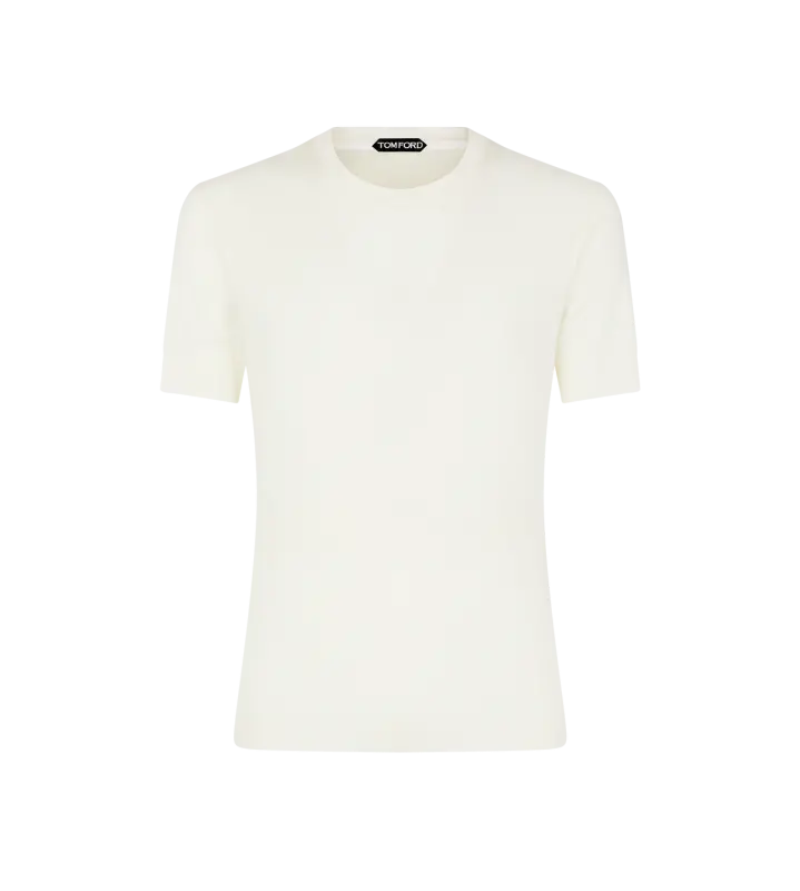 PLACED RIB CREW NECK T-SHIRT OPTICAL WHITE online
